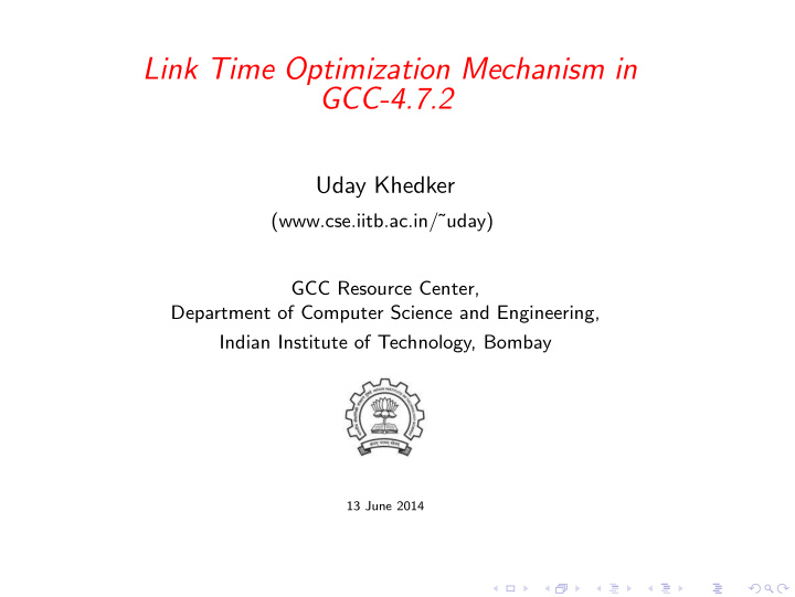 link time optimization mechanism in gcc 4 7 2