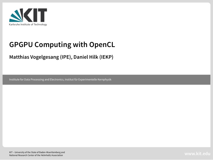 gpgpu computing with opencl