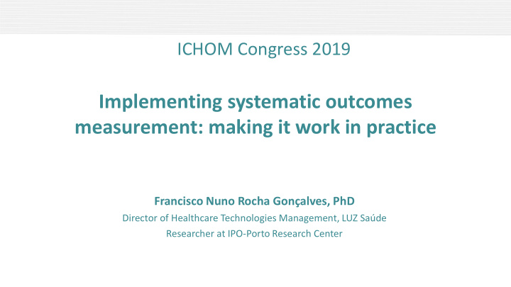 implementing systematic outcomes measurement making it