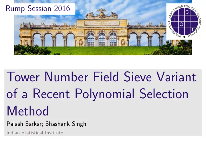 tower number field sieve variant of a recent polynomial