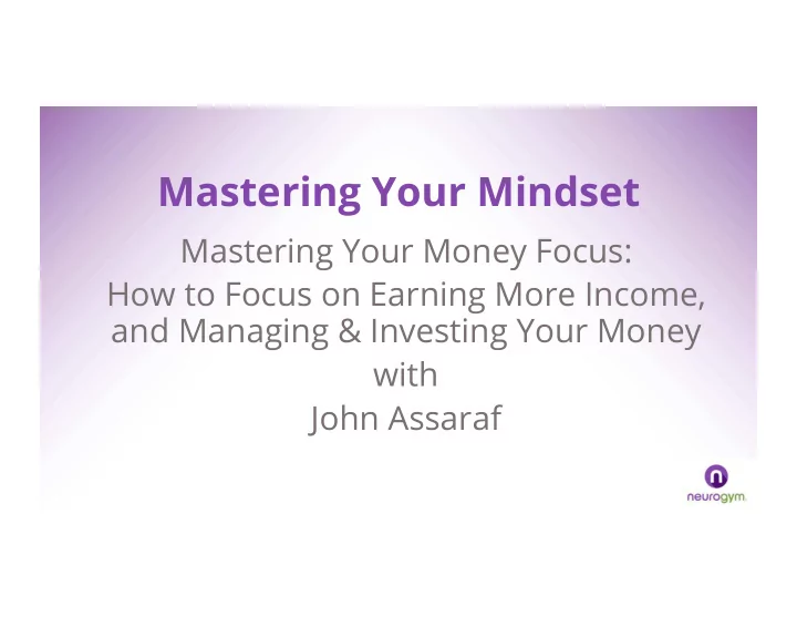 mastering your mindset