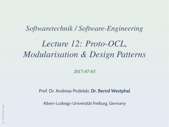 lecture 12 proto ocl modularisation design patterns