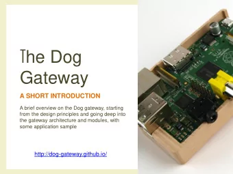 Gateway  A SHORT INTRODUCTION  A brief overview on the Dog gateway, starting  from the design