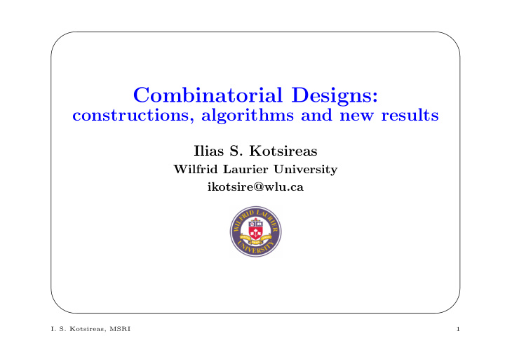 combinatorial designs