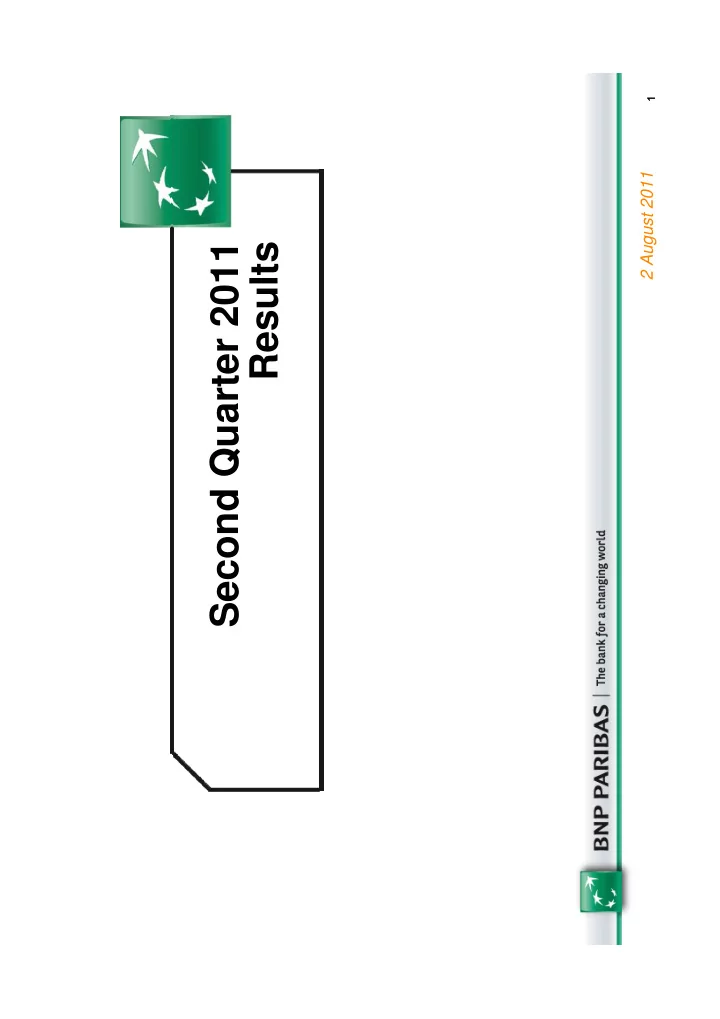 second quarter 2011 results disclaimer