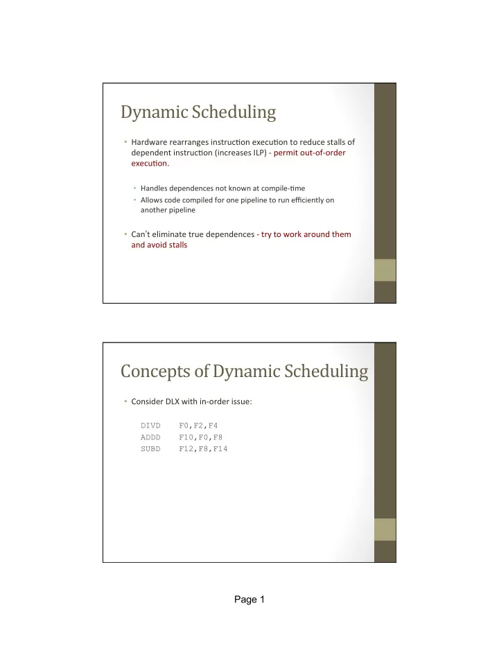 dynamic scheduling