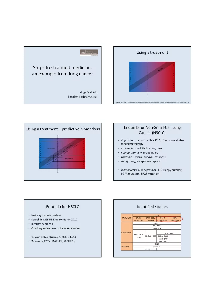 steps to stratified medicine