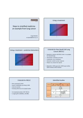 Steps to stratified medicine:  r  n  toxicity  e    s  r an example from lung cancer  p  e  o  s