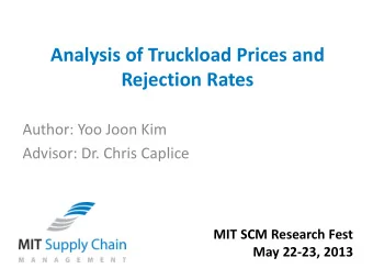 Rejection Rates  Author: Yoo Joon Kim  Advisor: Dr. Chris Caplice  MIT SCM Research Fest  May
