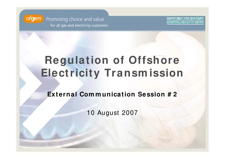 regulation of offshore electricity transm ission