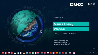 Marine  rine Ene  nergy  Webin  ebinar  ar 15 th September 2020  11:00 CEST  Davide Coppola (ESA)