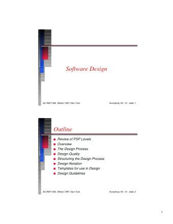 Software Design  Software Design  AU INSY 560, Winter 1997, Dan Turk  AU INSY 560, Winter 1997, Dan