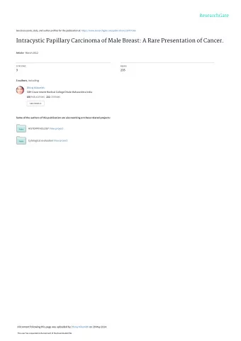 Intracystic Papillary Carcinoma of Male Breast: A Rare Presentation of Cancer. Article  March