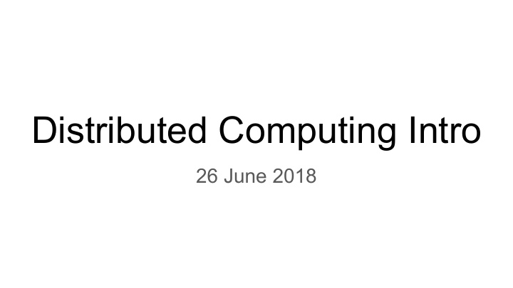distributed computing intro