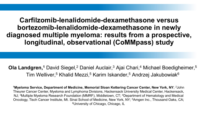 carfilzomib lenalidomide dexamethasone versus bortezomib