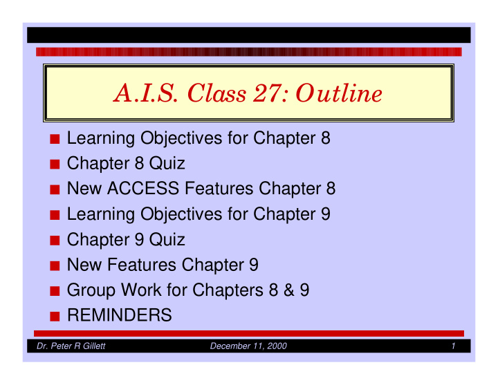 a i s class 27 outline