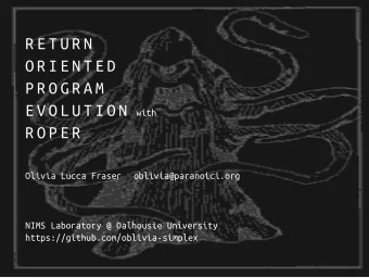 R E T U R N  O R I E N T E D  P R O G R A M  E V O L U T I O N  with  R O P E R  Olivia Lucca