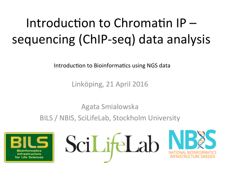 introduc on to chroma n ip sequencing chip seq data