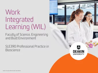 Work  Integrated  Learning (WIL)  Faculty of Science, Engineering  and Built Environment  SLE390