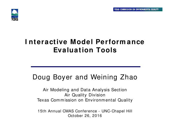 i nteractive model perform ance evaluation tools doug