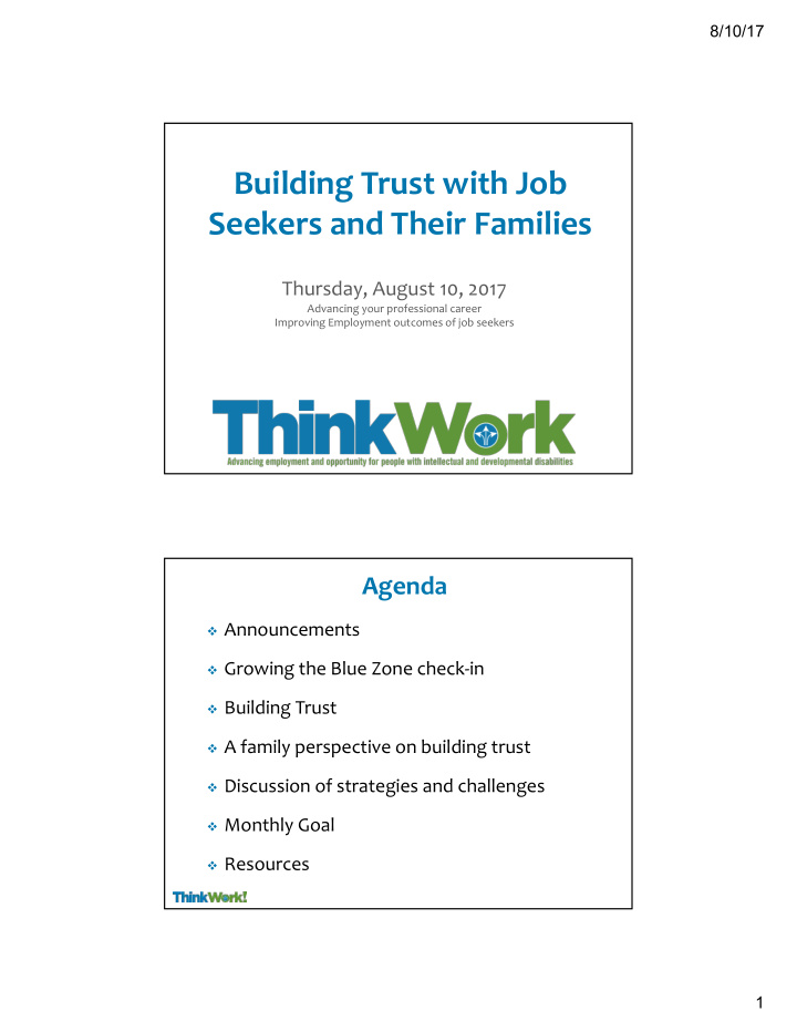 building trust with job seekers and their families