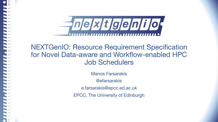 nextgenio resource requirement specification for novel