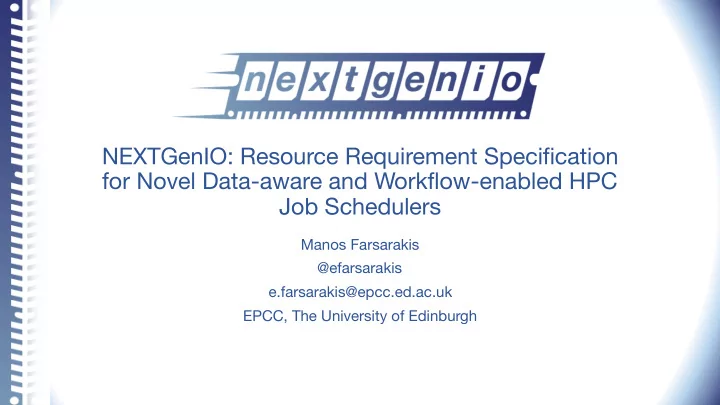 nextgenio resource requirement specification for novel