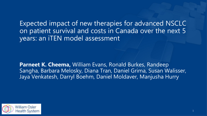 expected impact of new therapies for advanced nsclc