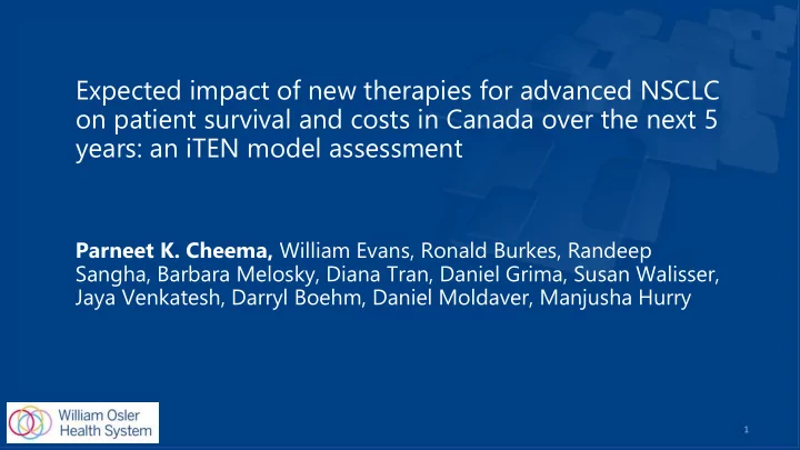 expected impact of new therapies for advanced nsclc