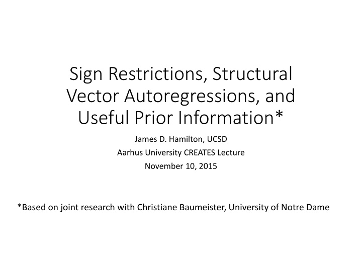 sign restrictions structural vector autoregressions and