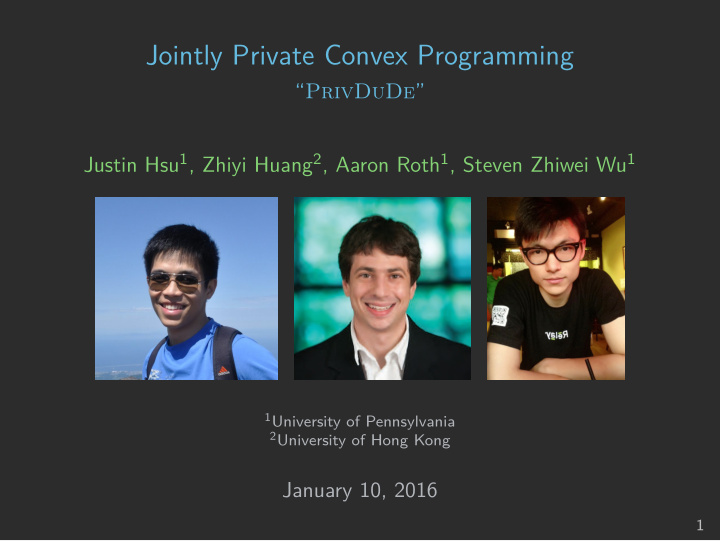 jointly private convex programming
