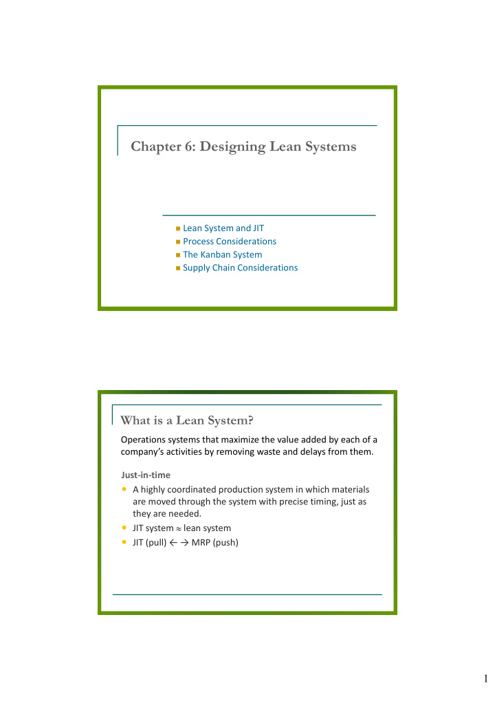 chapter 6 designing lean systems