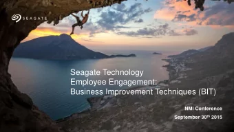 Employee Engagement:  Business Improvement Techniques (BIT)  NMI Conference September 30 th 2015