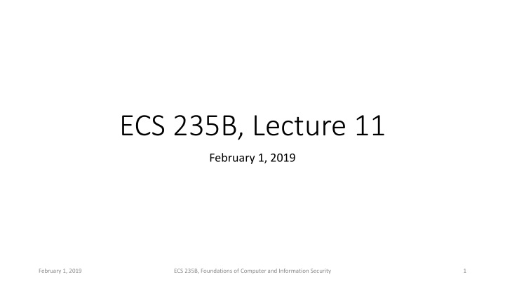 ecs 235b lecture 11