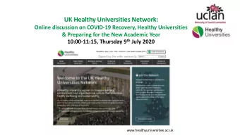 UK Healthy Universities Network:  Online discussion on COVID-19 Recovery, Healthy Universities