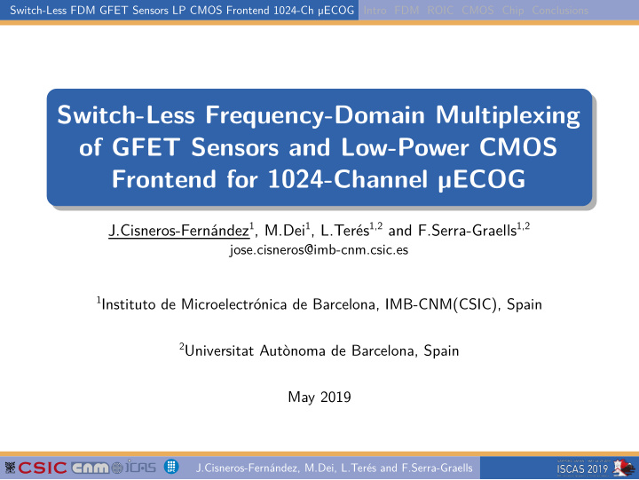 switch less frequency domain multiplexing of gfet sensors