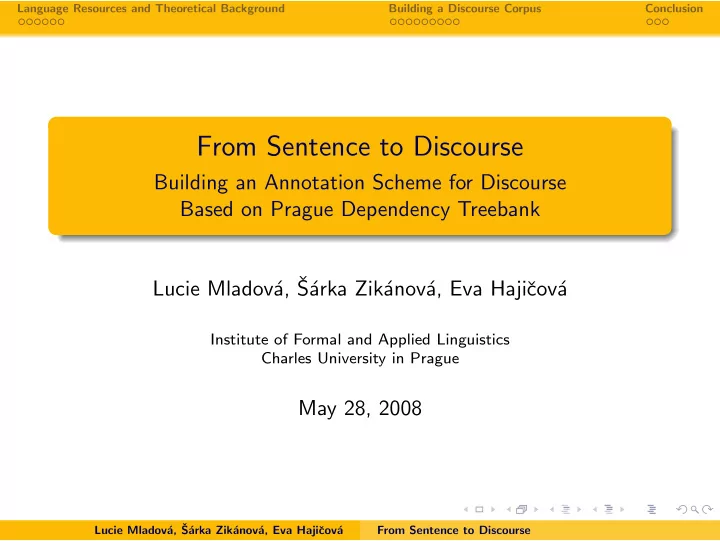 from sentence to discourse