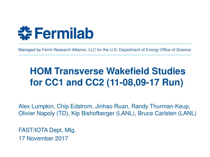 hom transverse wakefield studies