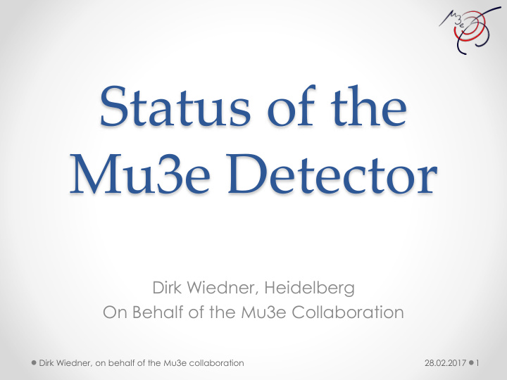 status of the mu3e detector