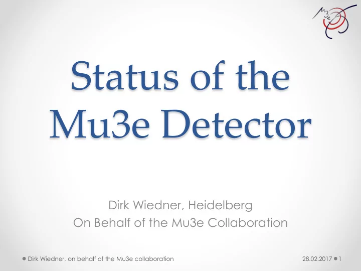 status of the mu3e detector