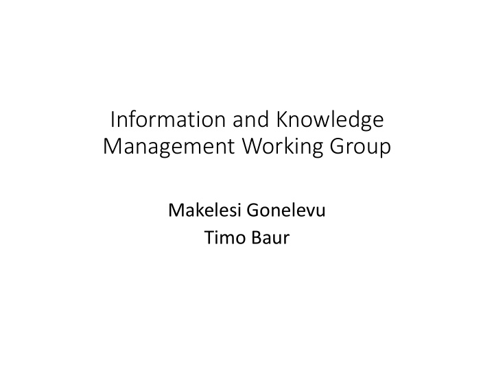 information and knowledge management working group