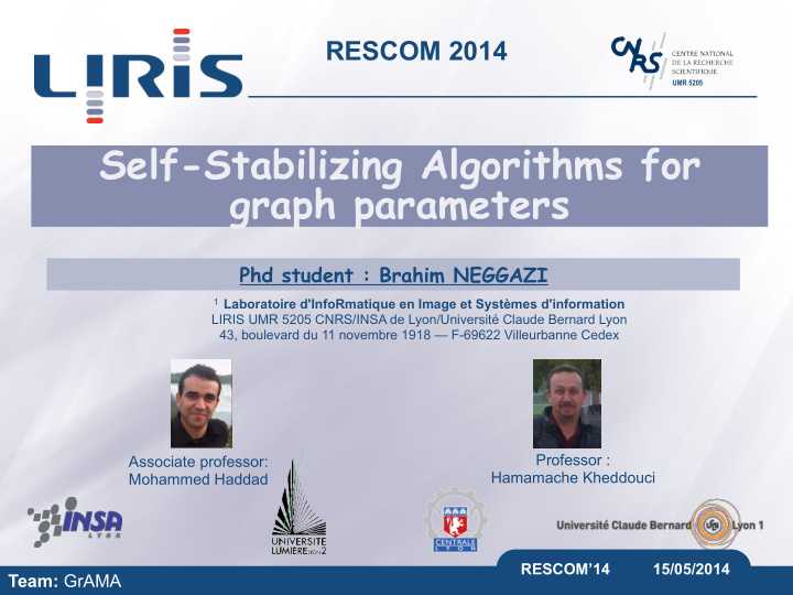 self stabilizing algorithms for graph parameters