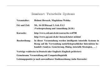 Seminar: Tutorielle  Seminar:  Tutorielle Systeme  Systeme  Seminar: Tutorielle Systeme