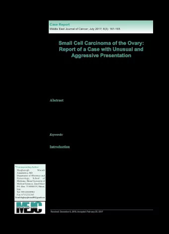 Small Cell Carcinoma of the Ovary:  Report of a Case with Unusual and  Aggressive Presentation