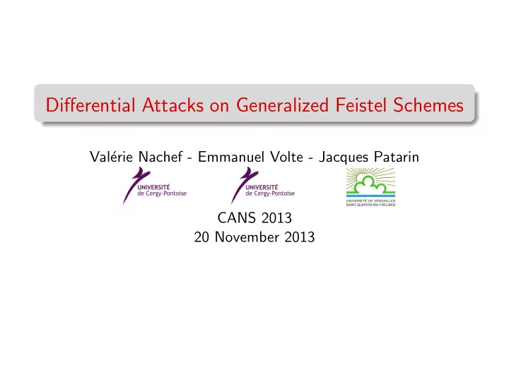 differential attacks on generalized feistel schemes