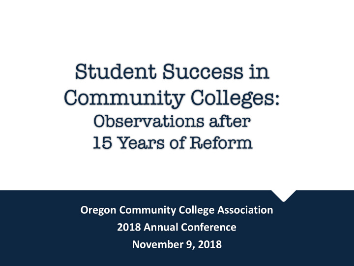 student success in community colleges