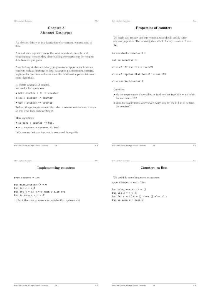 chapter 8 properties of counters abstract datatypes