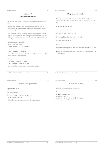 Chapter 8  Properties of counters  Abstract Datatypes  We might also require that our