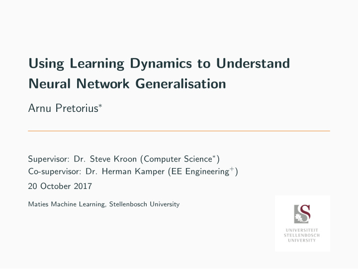 using learning dynamics to understand neural network