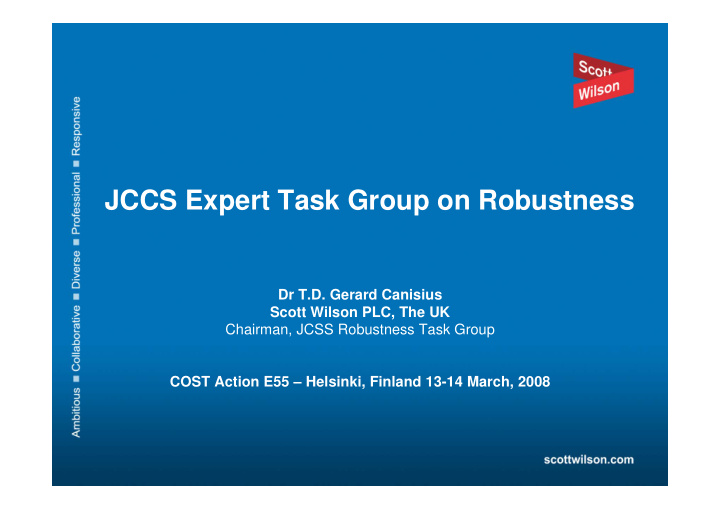 jccs expert task group on robustness